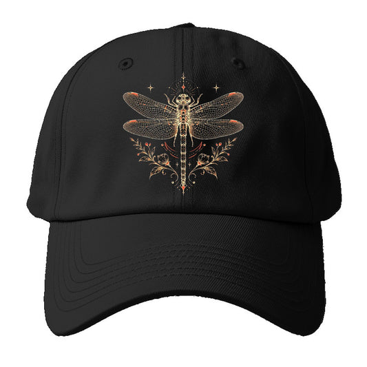 White Dragonfly Baseball Cap – Black
