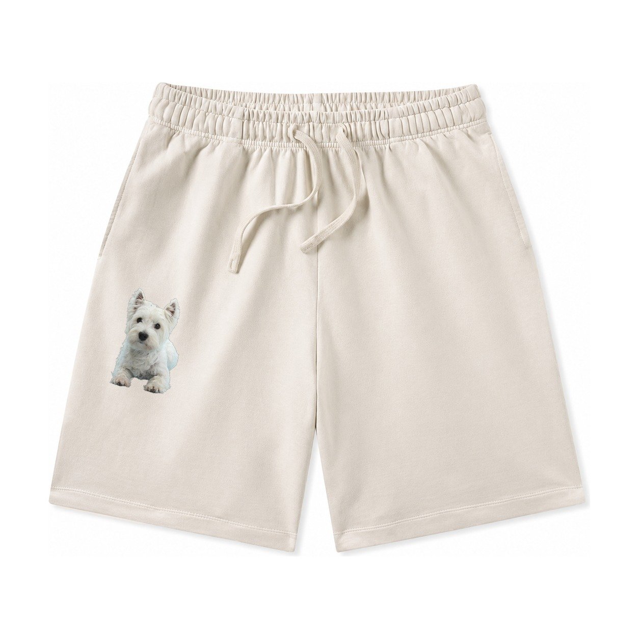 West Highland White Terrier Washed Shorts – Beige