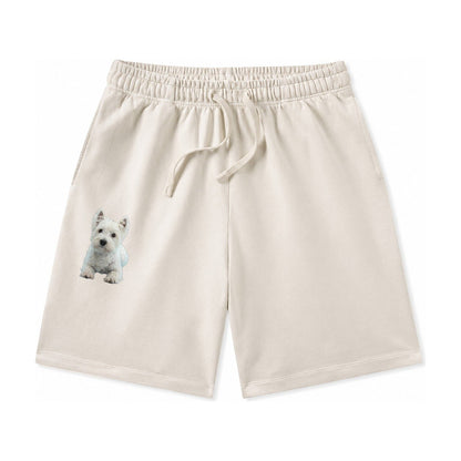 West Highland White Terrier Washed Shorts – Beige