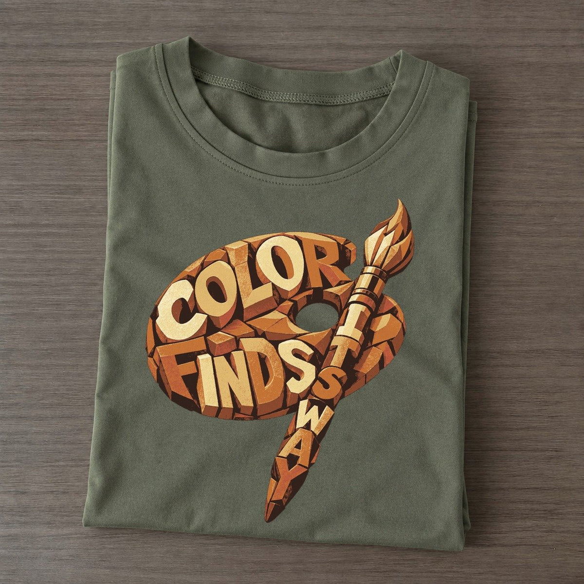 Brush Palette Arc Letter Sculpture Classic T-shirt – Army Green