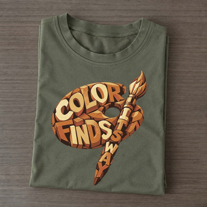 Brush Palette Arc Letter Sculpture Classic T-shirt – Army Green