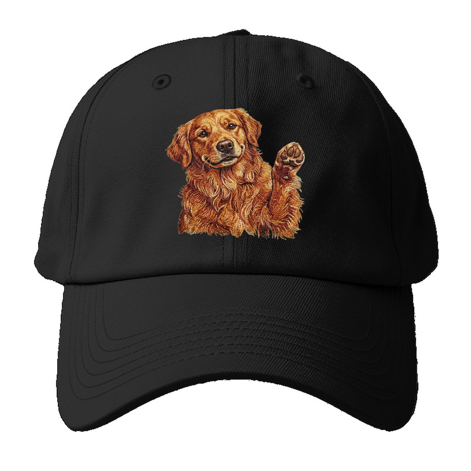 Golden Retriever Embroidered Baseball Cap – Black