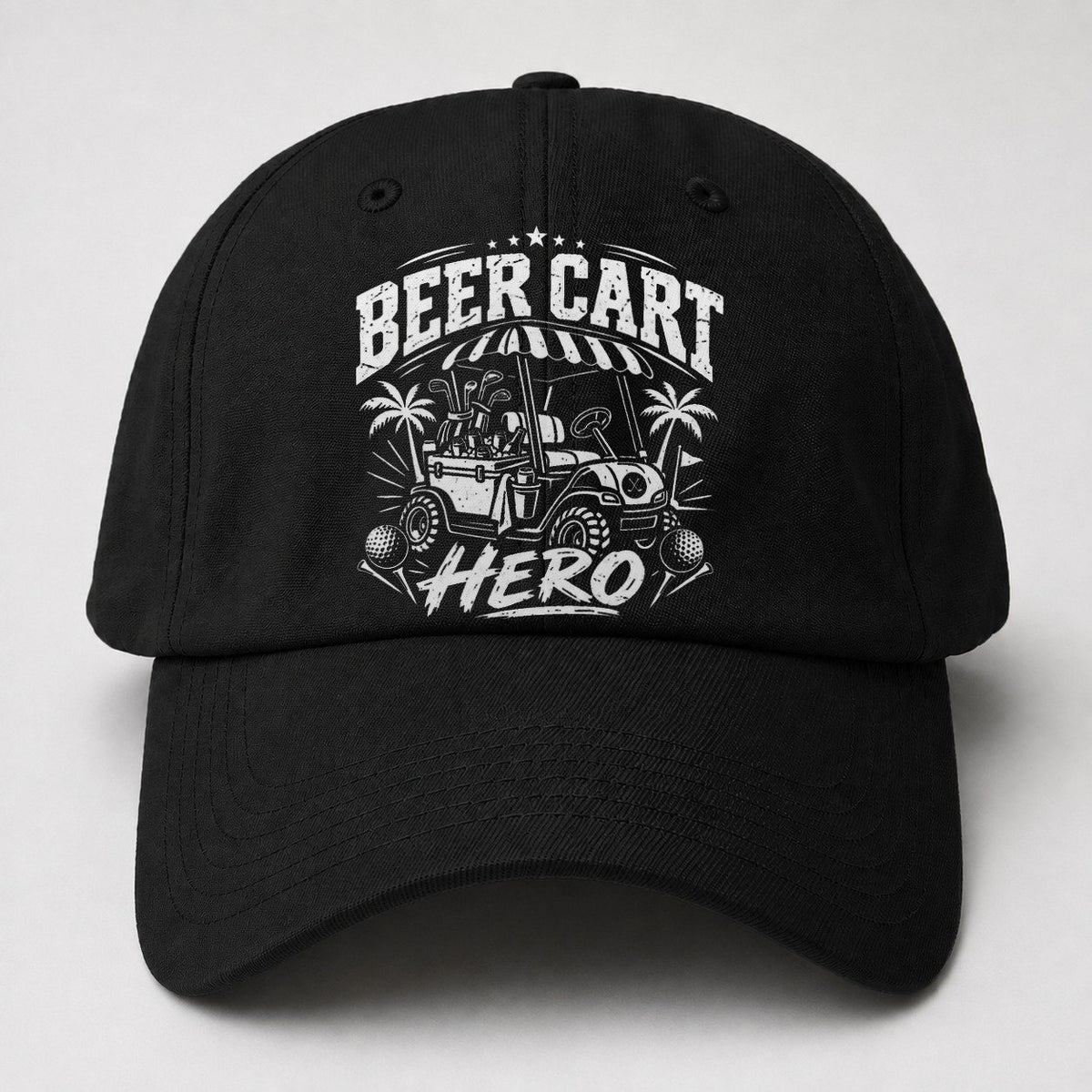 Beer Cart Hero Golf Life Baseball Cap – Black