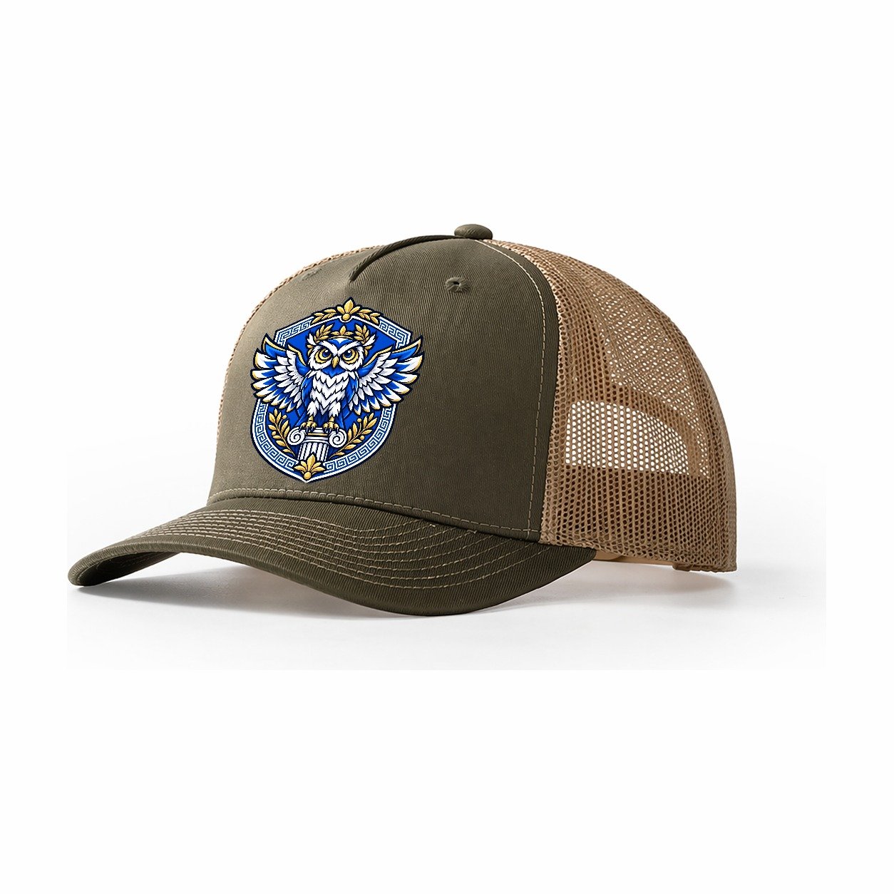 Greece Heraldic Crest Country Logos Trucker Hat – Olive Khaki