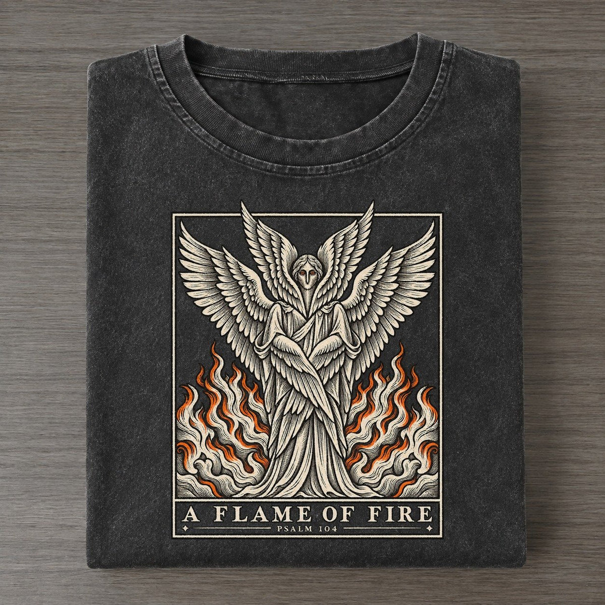 A Flame Of Fire Sixfold Wings Vintage T-shirt – Black