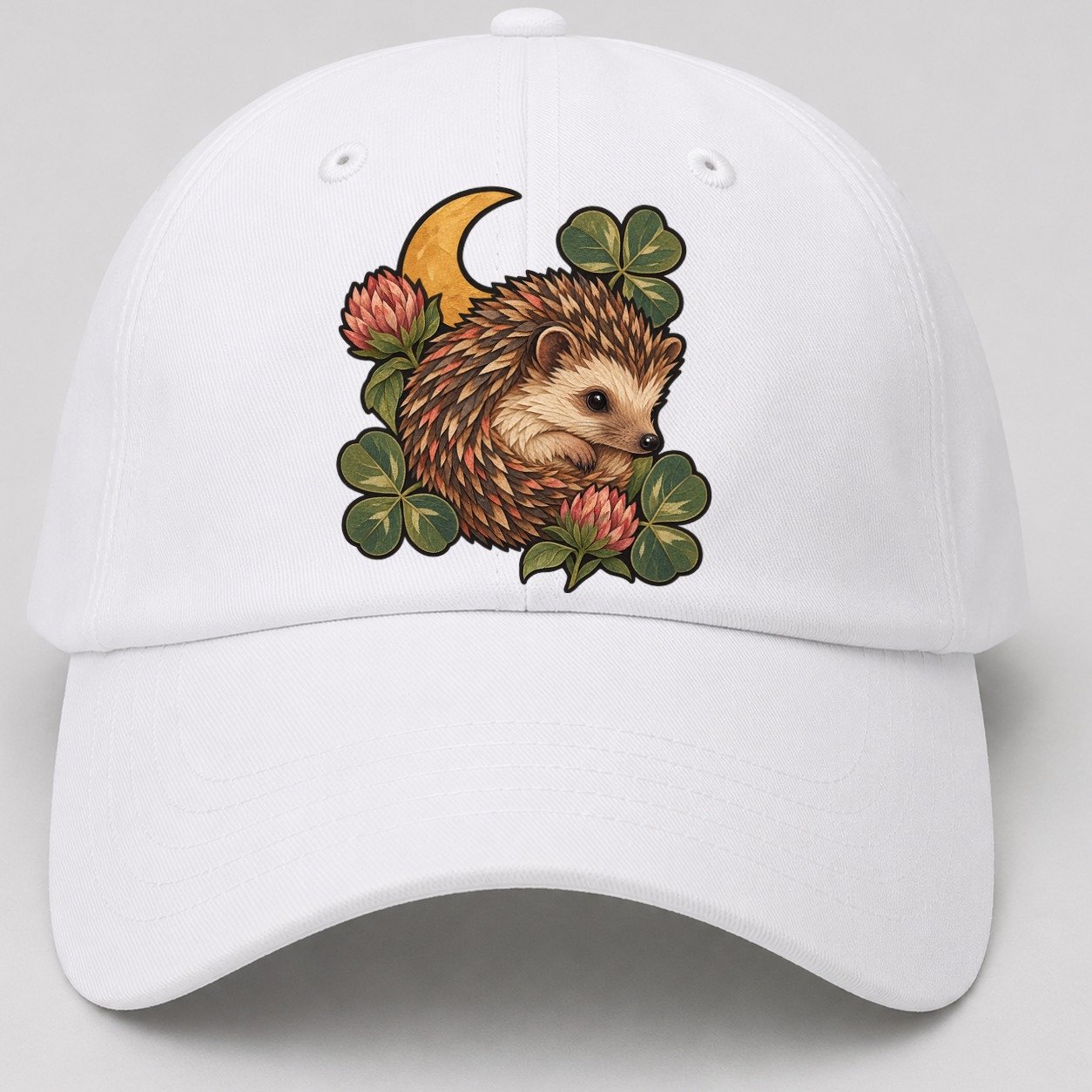 Hedgehog Moon Clover Gentle Wild Baseball Cap – White