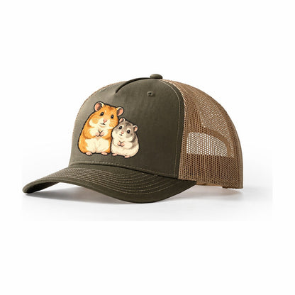 Hamster Sisters Small Pet Logos Trucker Hat – Olive Khaki