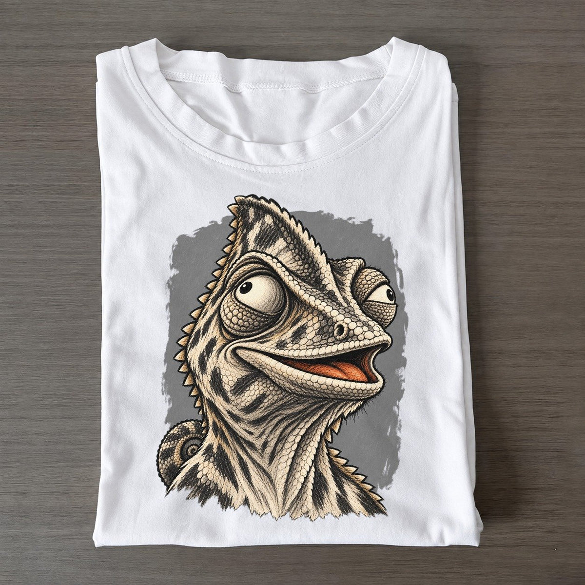 Chameleon Expressive Portrait Wild Grin Gallery Classic T-shirt – White