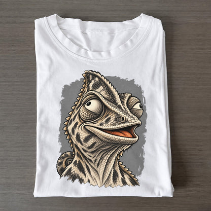 Chameleon Expressive Portrait Wild Grin Gallery Classic T-shirt – White