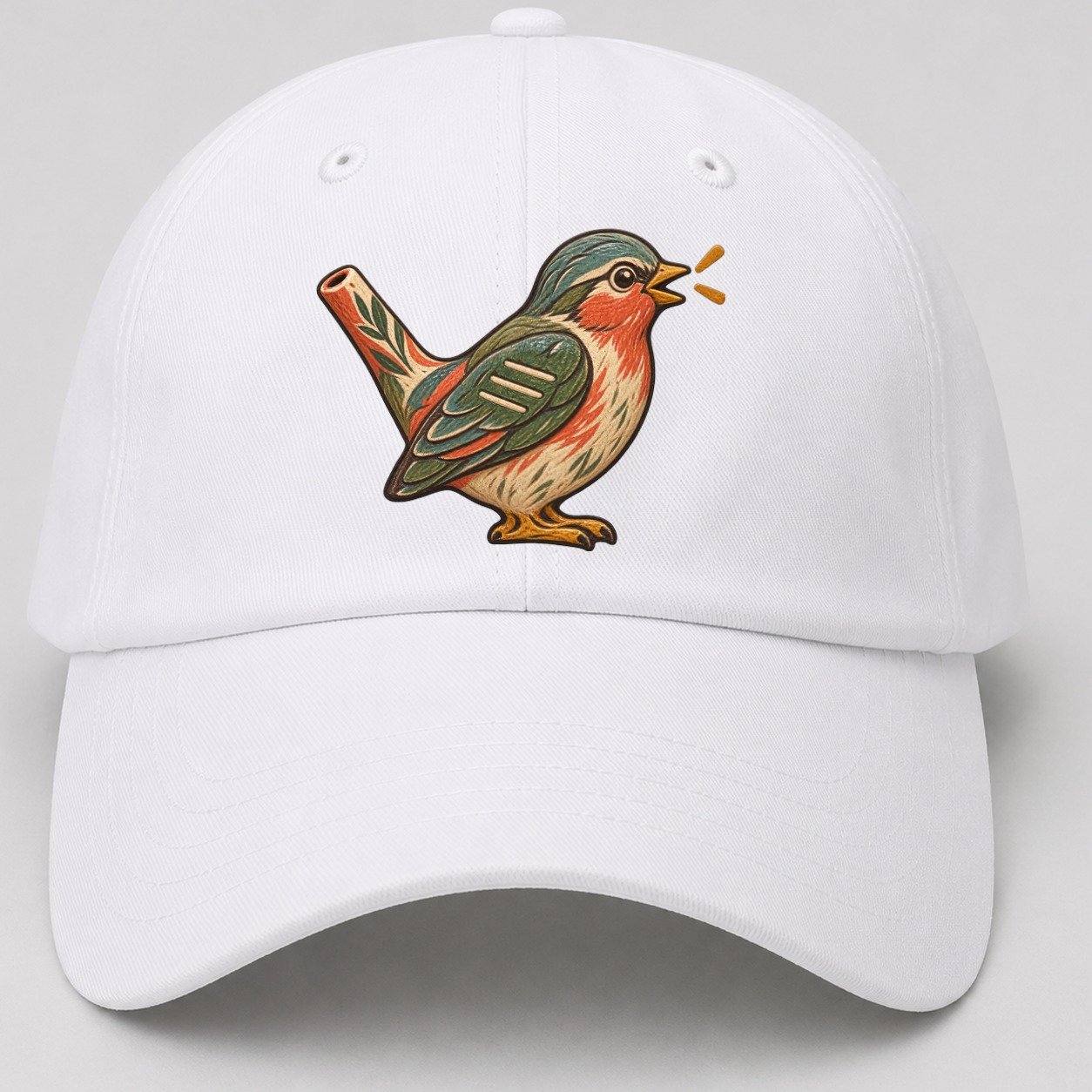 Clay Bird Whistle Gentle Wild Baseball Cap – White