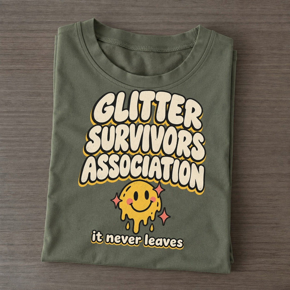 Glitter Survivors Running On Fumes Club Classic T-shirt – Army Green
