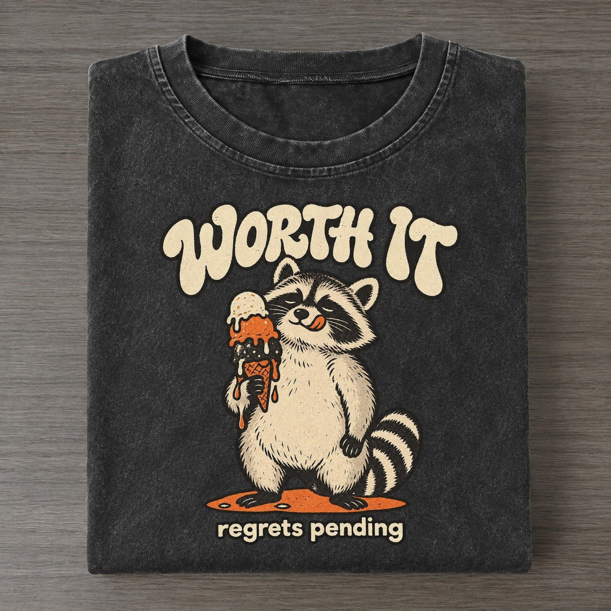 Worth It Raccoons Off Duty Vintage T-shirt – Black