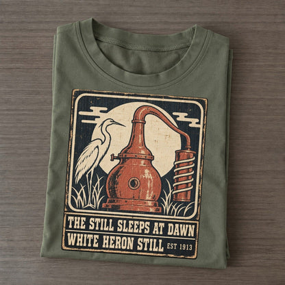 White Heron Still Izakaya Rules Classic T-shirt – Army Green