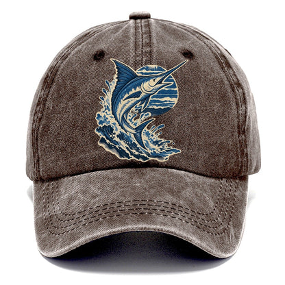Leaping Marlin and Waves Classic Cap – Brown
