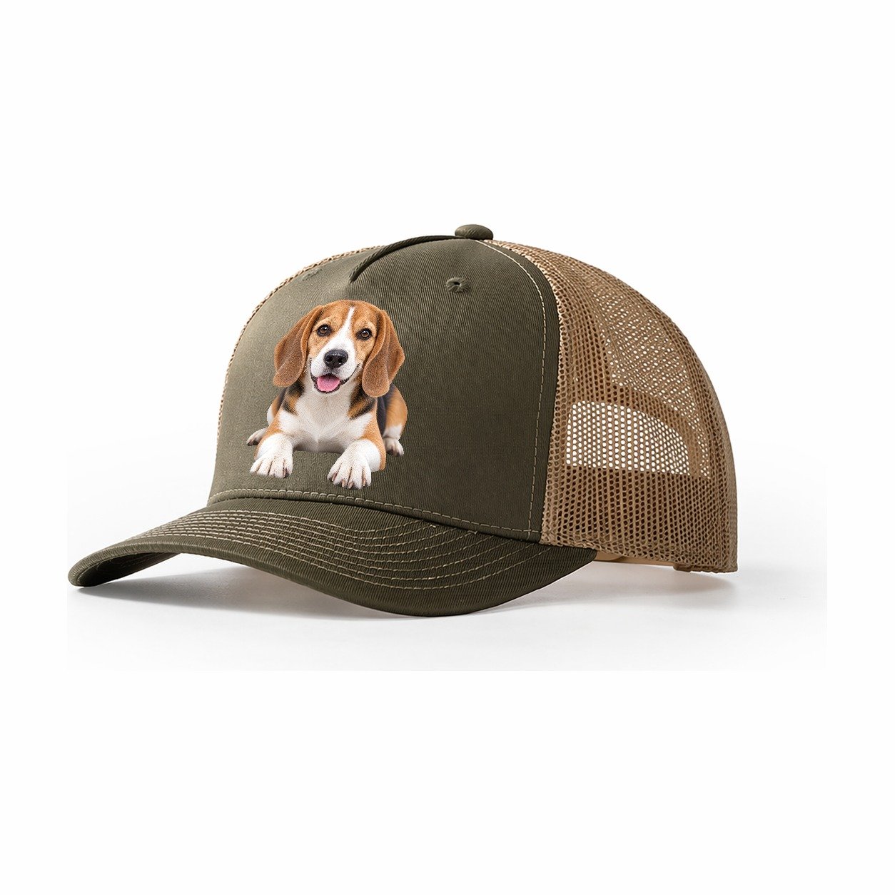 Beagle Lying Down Top Breeds Trucker Hat – Olive Khaki