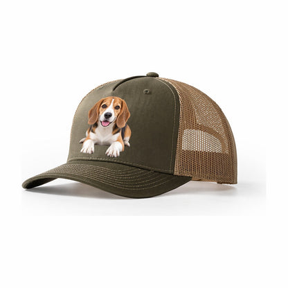 Beagle Lying Down Top Breeds Trucker Hat – Olive Khaki