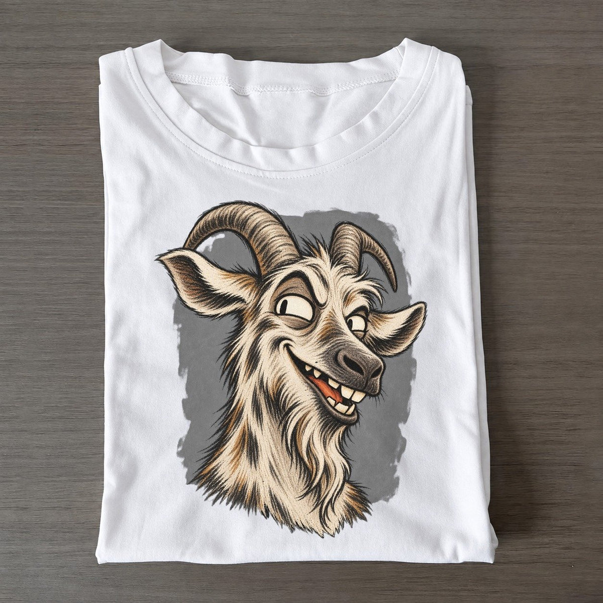 Goat Expressive Portrait Wild Grin Gallery Classic T-shirt – White