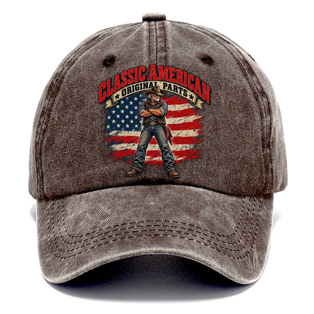 Classic American Original Parts Old Man Strong Classic Cap – Brown