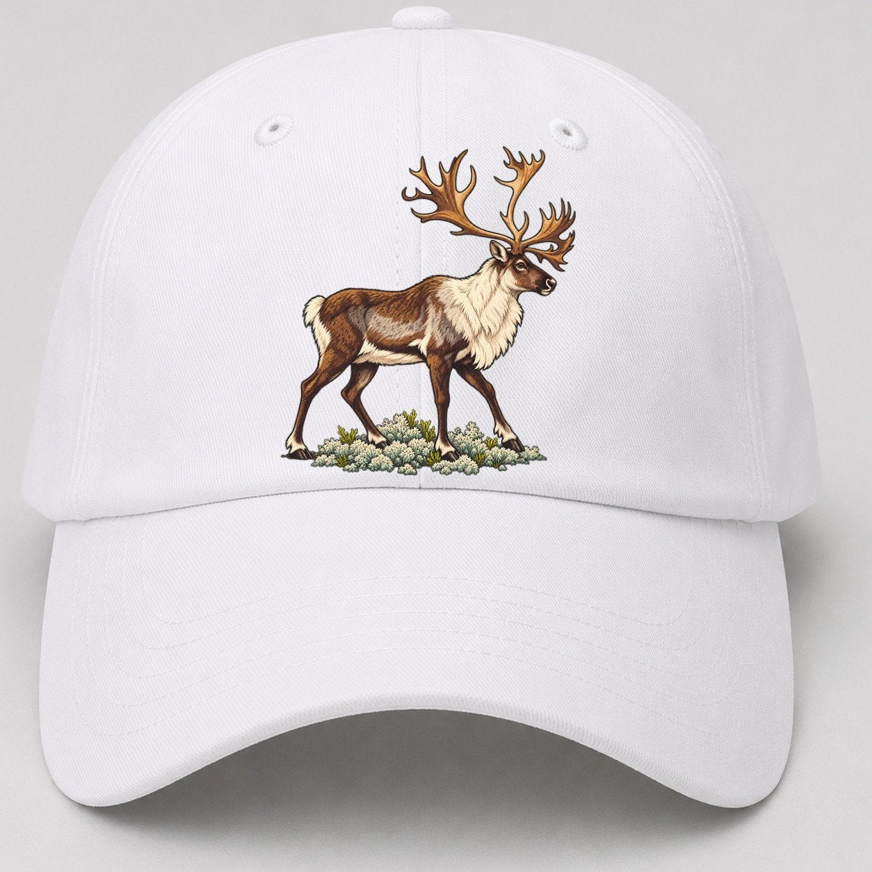 Woodland Caribou And Reindeer Lichen Canada Cultural Icons Baseball Cap – White