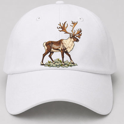 Woodland Caribou And Reindeer Lichen Canada Cultural Icons Baseball Cap – White