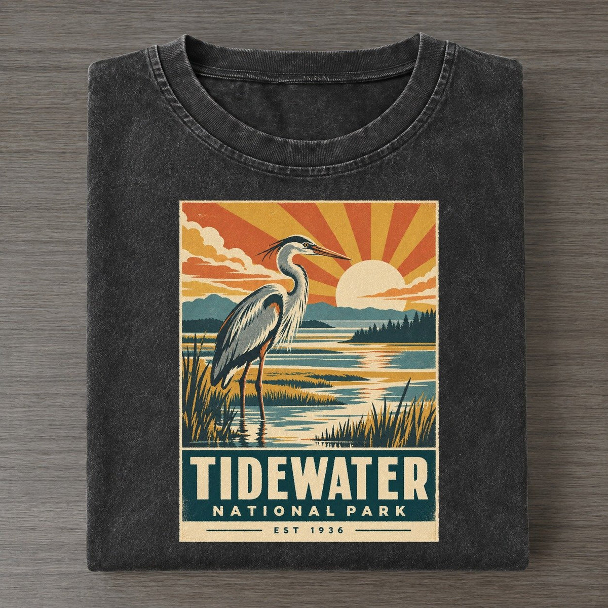 Tidewater Nowhere National Parks Vintage T-shirt – Black
