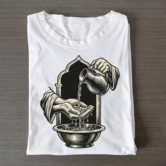 Muslim Wudu Water And Hands World Faiths Ink Figures Classic T-shirt – White