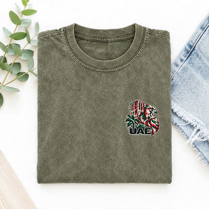 United Arab Emirates Country Pride Left Chest Vintage T-shirt – Army Green