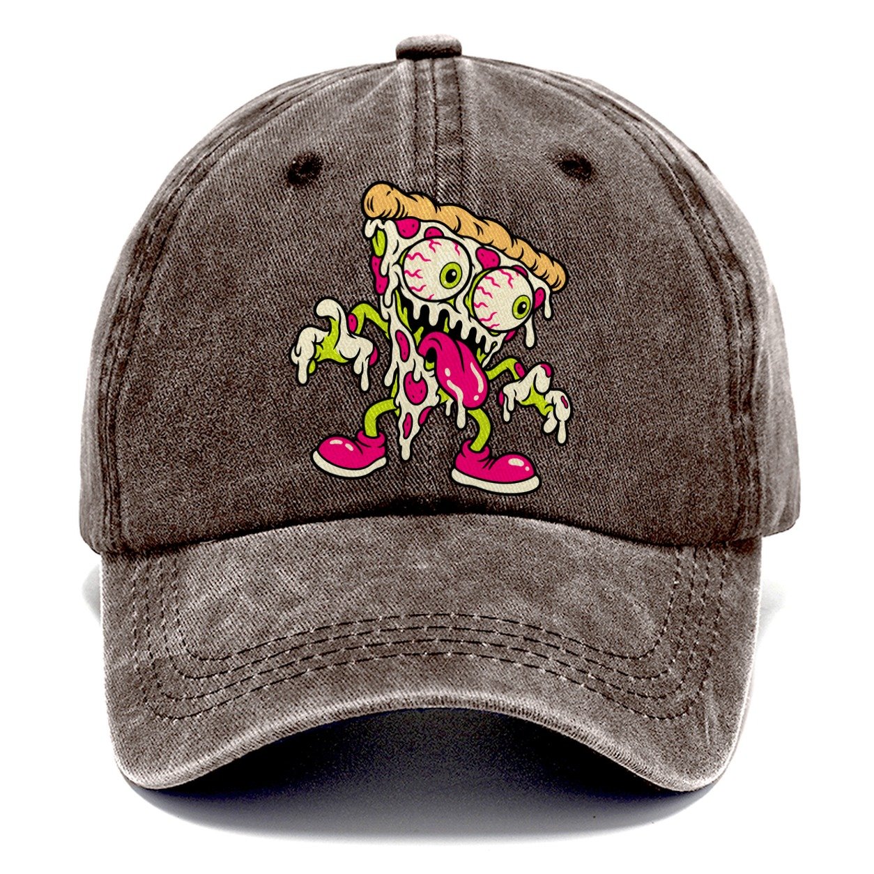 Bug Eyed Pizza Slice Crazy Styles Classic Cap – Brown
