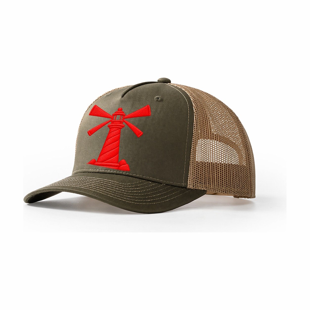 Lighthouse Crossing Beams Micro Motion Mark Trucker Hat – Olive Khaki
