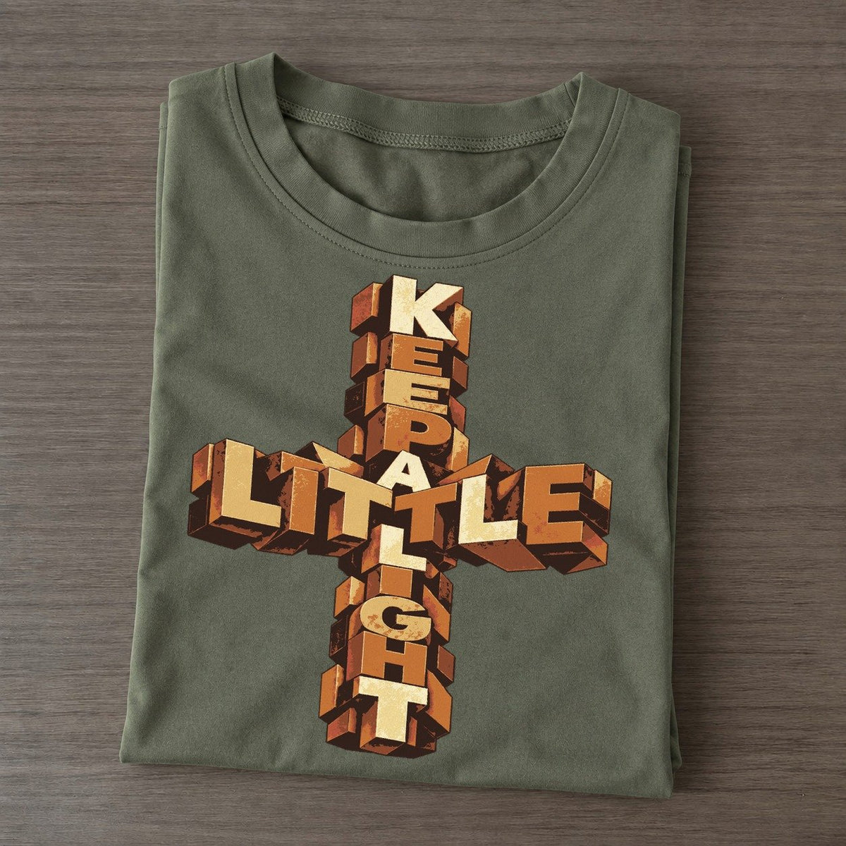 Open Cross Mosaic Letter Sculpture Classic T-shirt – Army Green
