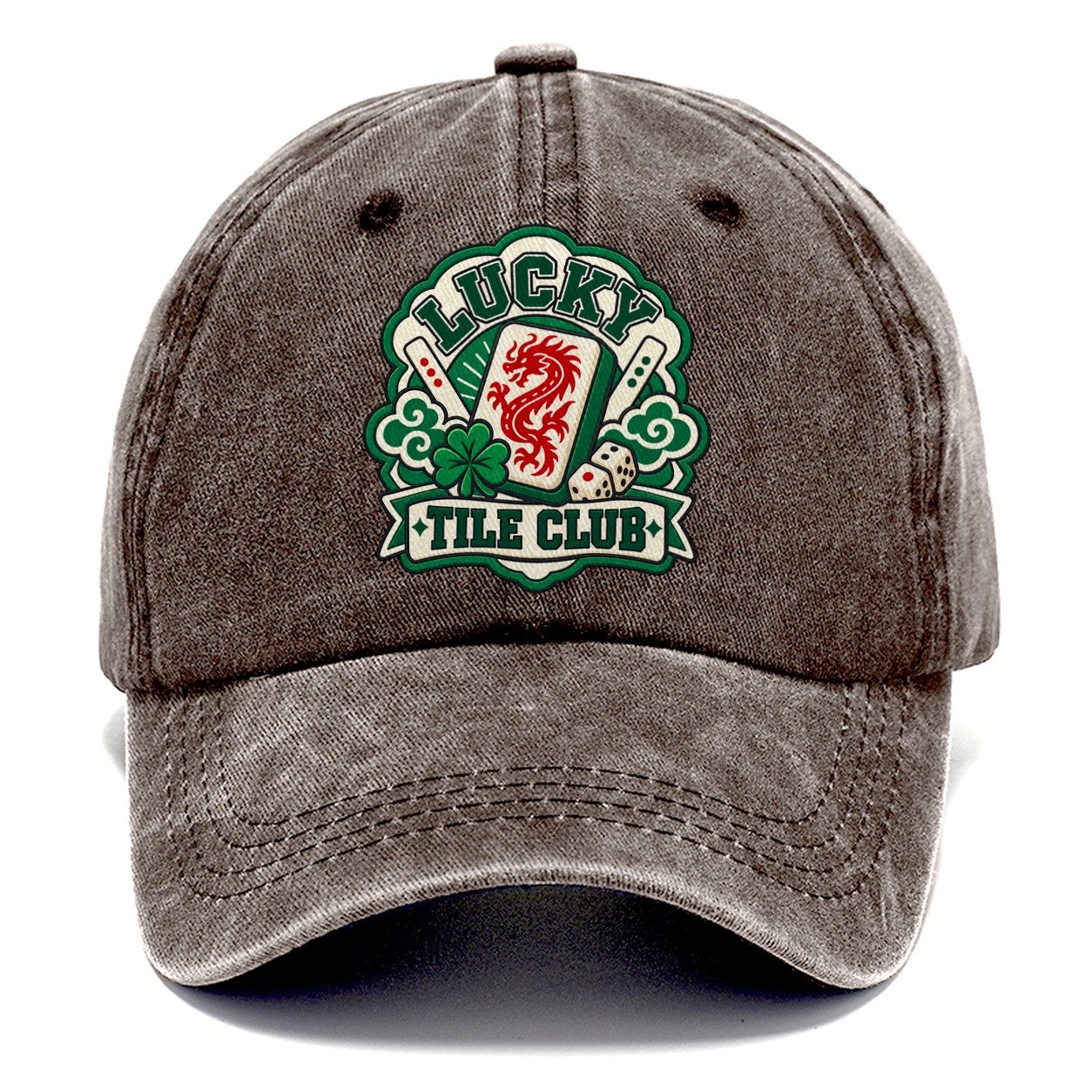 Lucky Tile Club Mahjong Game Night Classic Cap – Brown