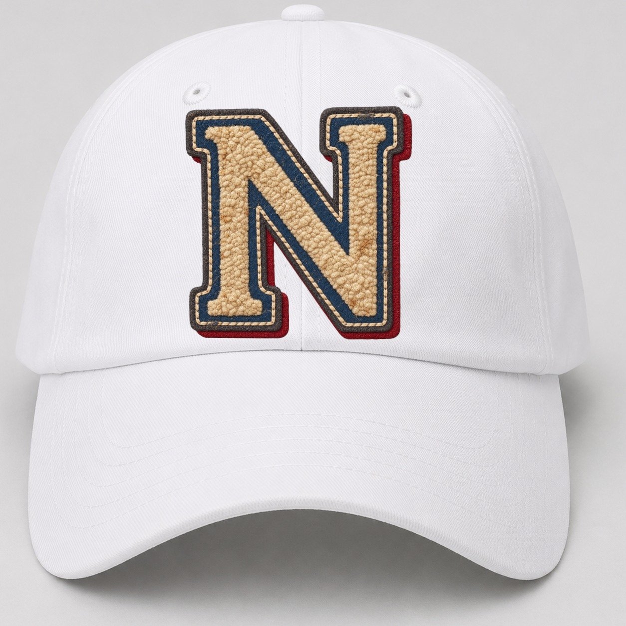 Varsity Chenille N Monogram Baseball Cap – White