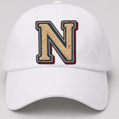 Varsity Chenille N Monogram Baseball Cap – White