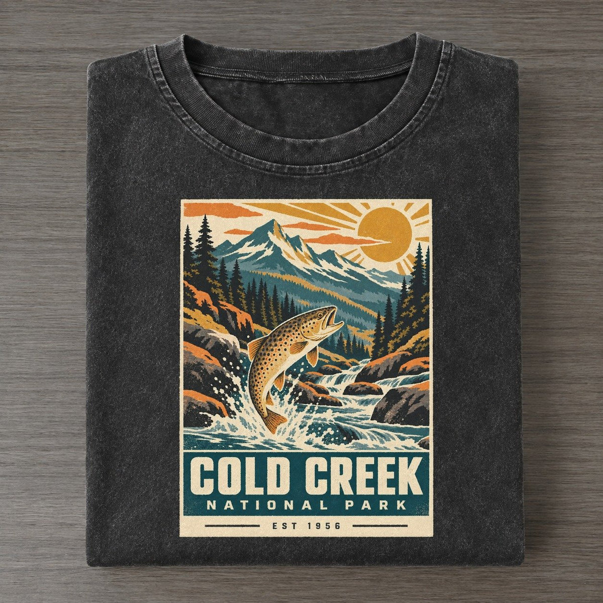 Cold Creek Nowhere National Parks Vintage T-shirt – Black