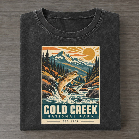 Cold Creek Nowhere National Parks Vintage T-shirt – Black