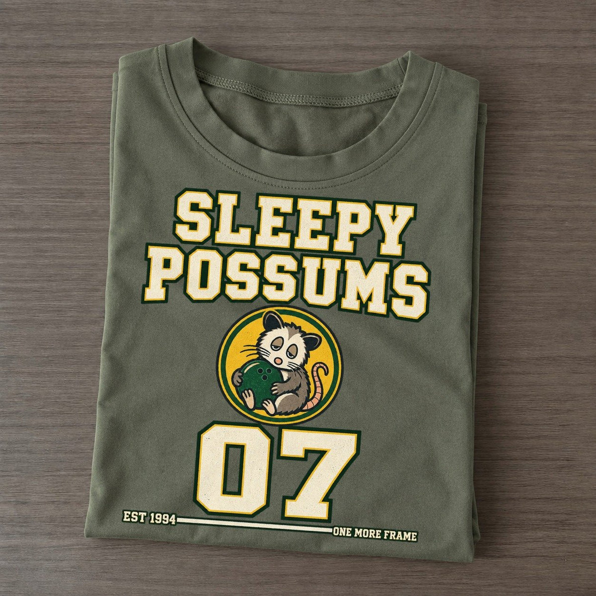 Possum Bowling Sunday Nobodies Classic T-shirt – Army Green