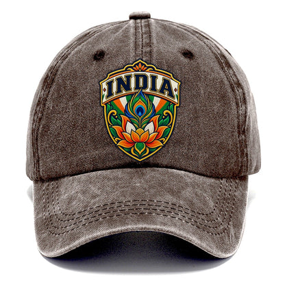 India Retro Badge Country Logos Classic Cap – Brown