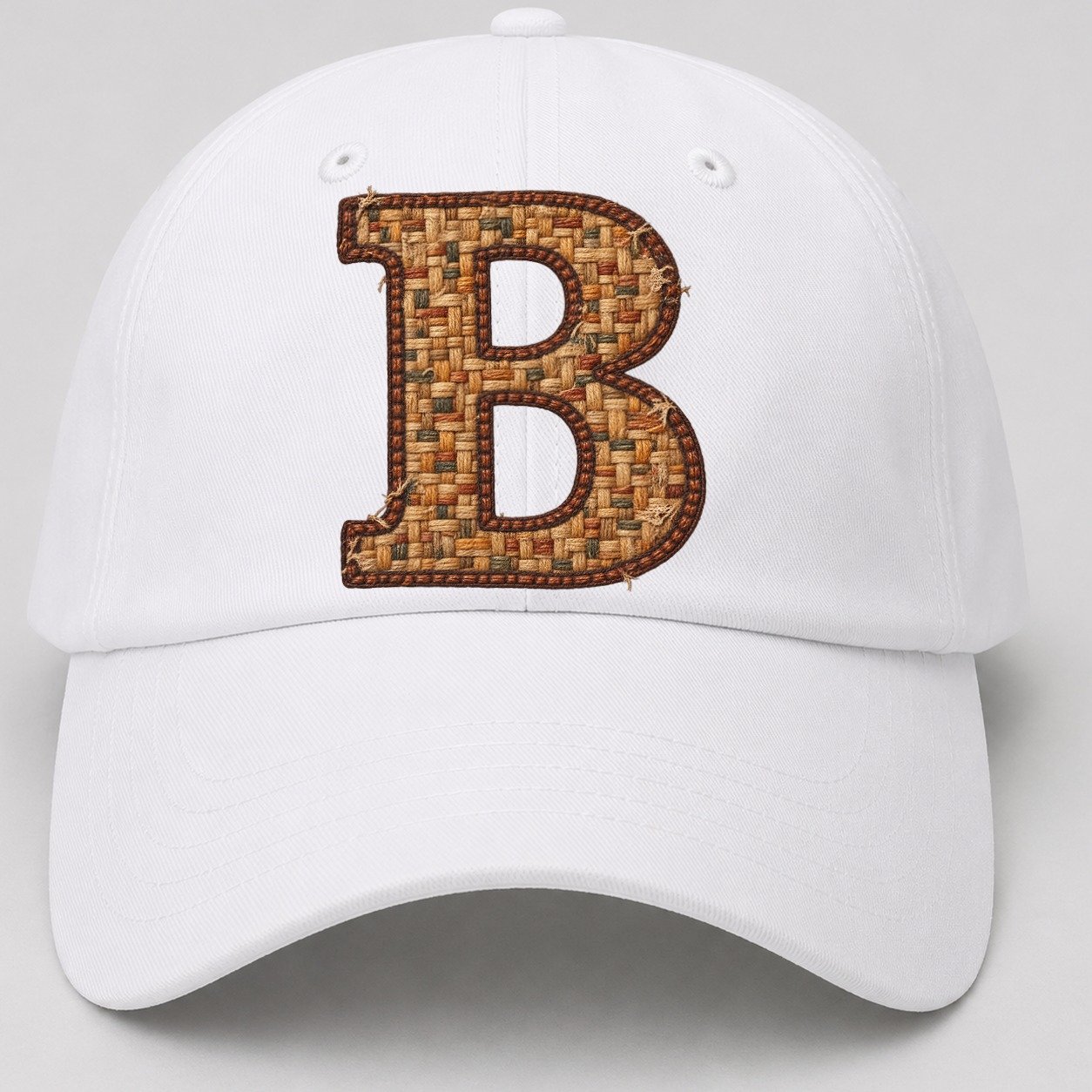 Woven Tweed B Monogram Baseball Cap – White