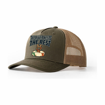 The River Keeps The Rest Treasure Hunting Trucker Hat – Olive Khaki