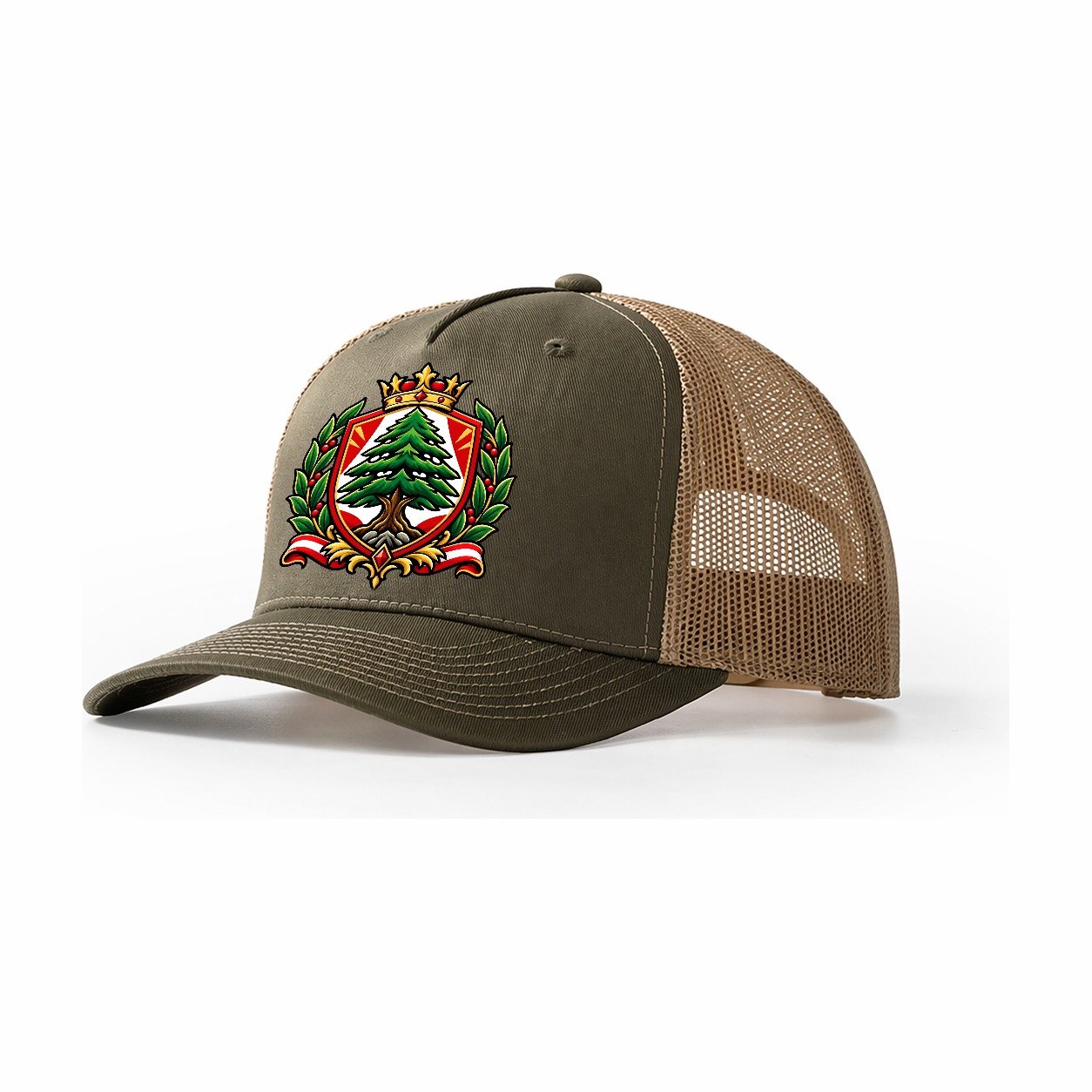 Lebanon Heraldic Crest Country Logos Trucker Hat – Olive Khaki