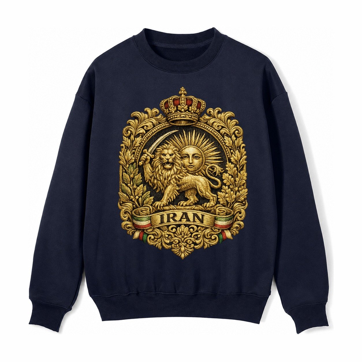 Iran Lion Sun Badge Fleece Sweatshirt – Navy Blue