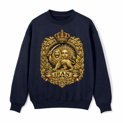 Iran Lion Sun Badge Fleece Sweatshirt – Navy Blue