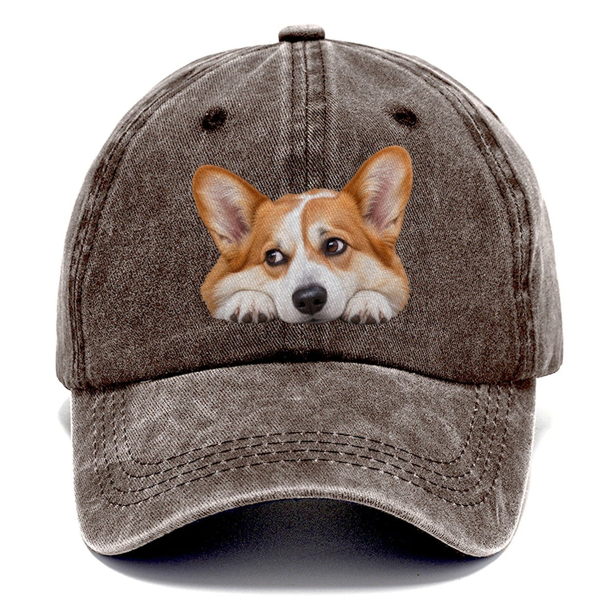 Corgi Resting Chin Character Club Classic Cap – Brown
