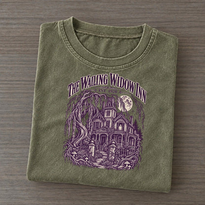 The Wailing Widow Inn Midnight Haunt Vintage T-shirt – Army Green