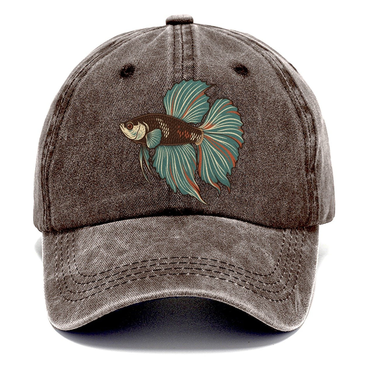 Betta Fin Silhouette Aquarium Keeping Classic Cap – Brown