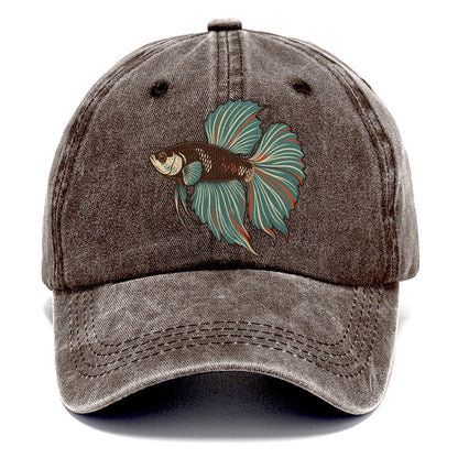 Betta Fin Silhouette Aquarium Keeping Classic Cap – Brown