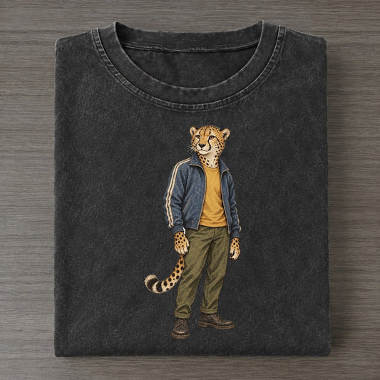 Cheetah Wardrobe Portrait Wild Wardrobe Portraits Vintage T-shirt – Black