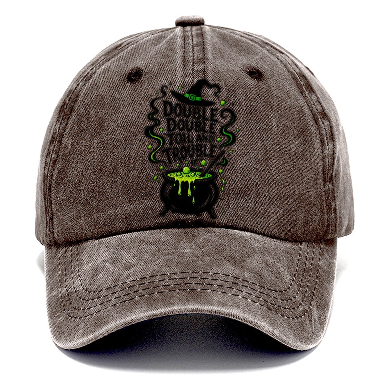Double Double Toil And Trouble Slogan Witch Magic Classic Cap – Brown