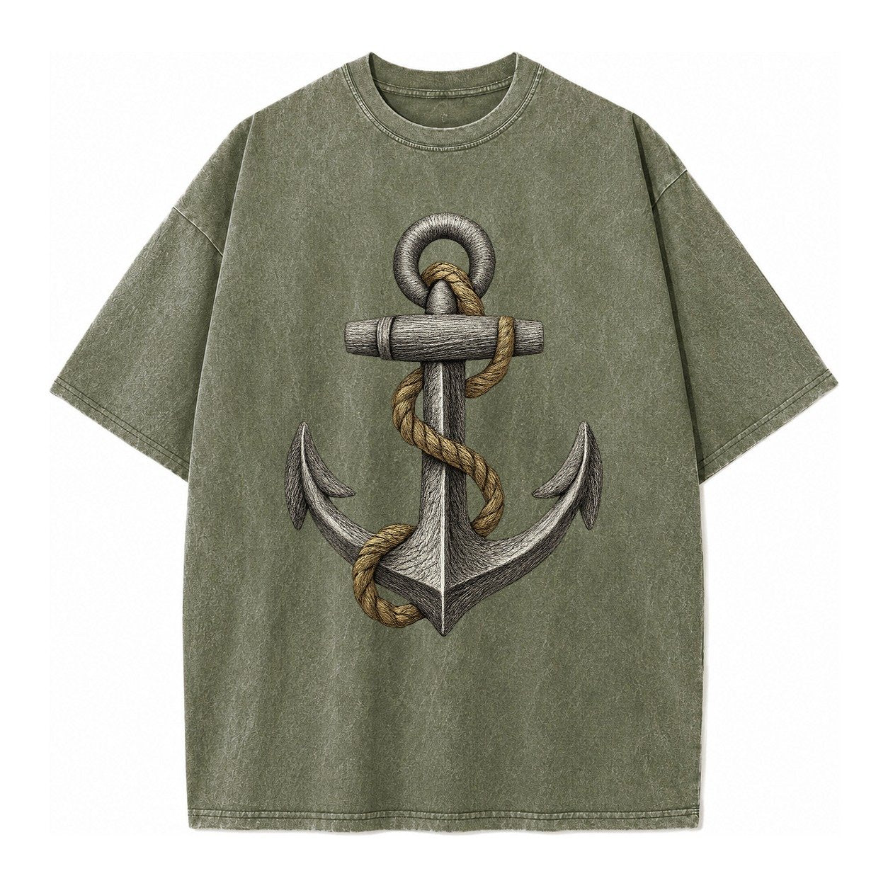 Anchor And Rope Vintage T-shirt – Army Green