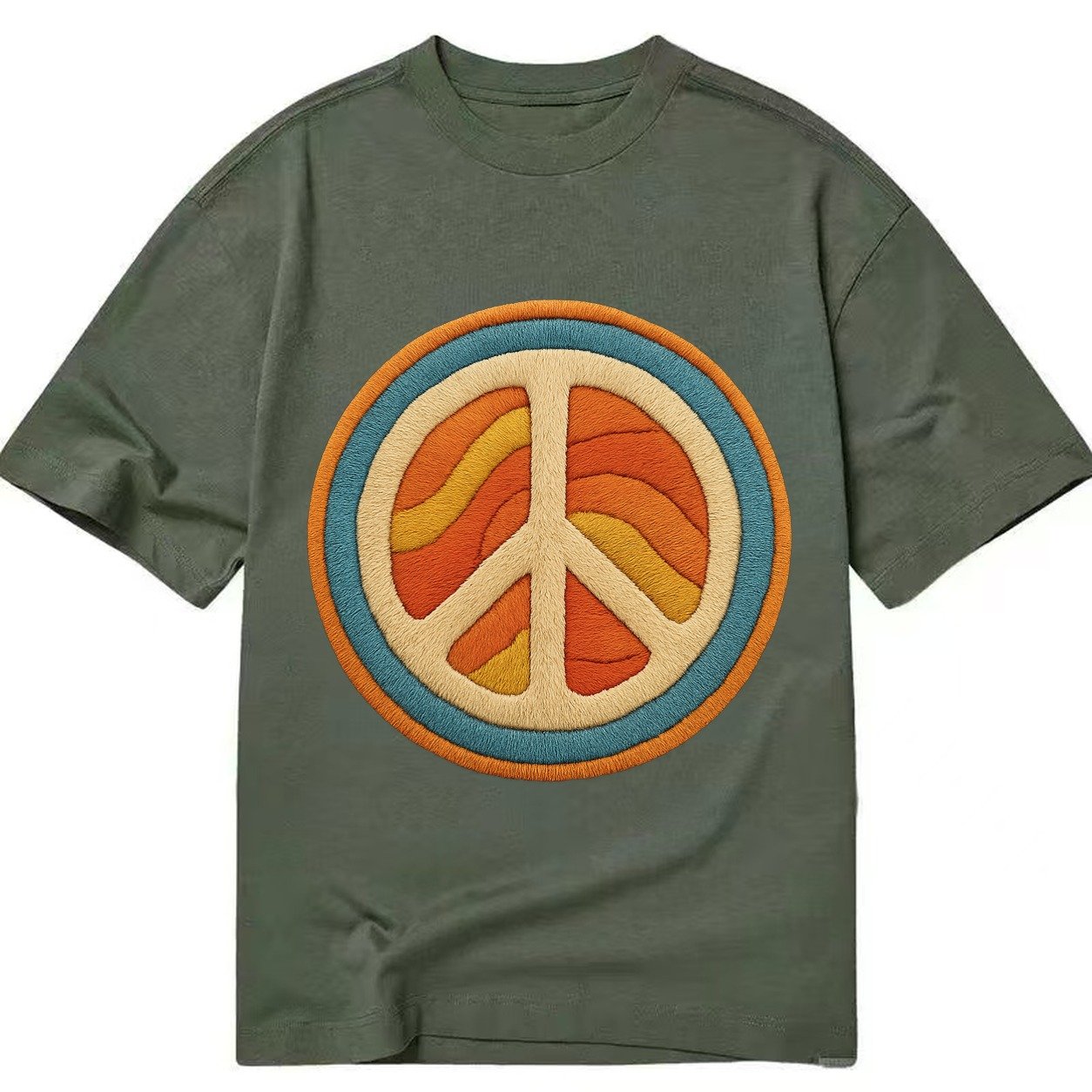 Retro Peace Harmony Classic T-shirt – Army Green